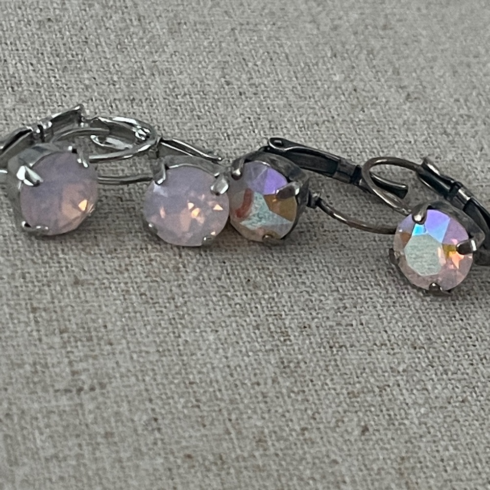 Rose Water Opal Swarovski Crystal Earrings